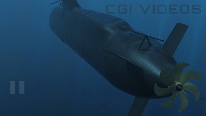 Animated underwater submarine video